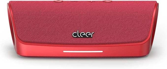 Cleer Scene Wireless Bluetooth Speaker, Stereo Wireless Pairing, Waterproof IPX7, 12Hrs Play time, Deep Bass, Built-in Mic, Powerful Portable Speakers, for Outdoor & Party, Home,Red