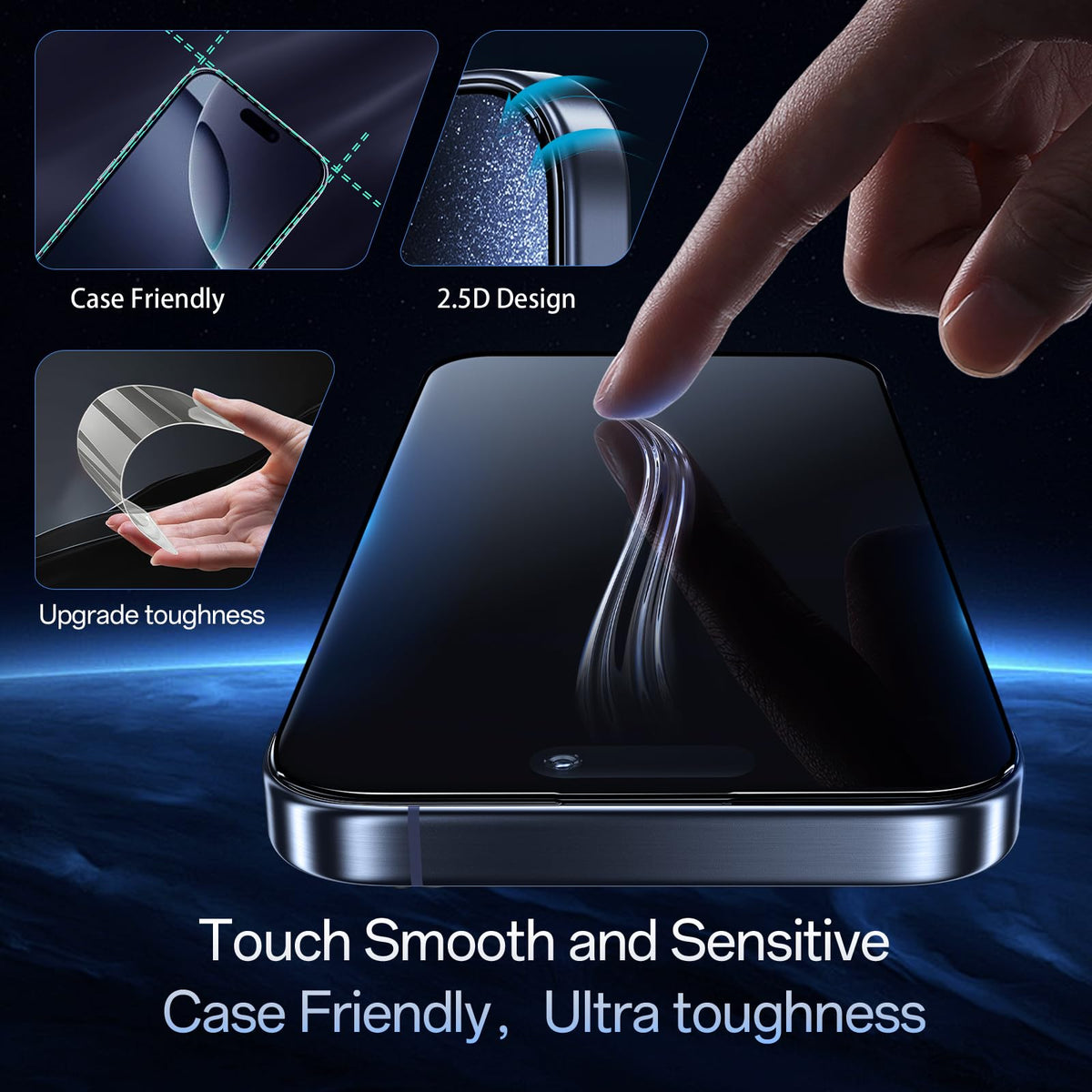 JESOHO Blue Light Blocking Screen Protector for iPhone 17/16 Pro, 2 Pack