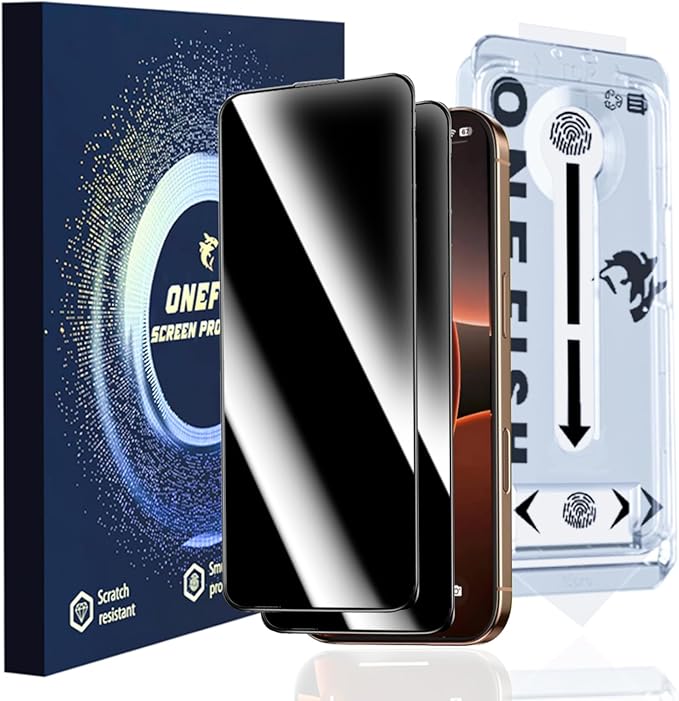 OneFish Full Edge Coverage Tempered Glass Screen Protector for IPhone 12/IPhone 12 Pro 6.1 inch 2 Pack Edge Reinforcement, Self-Aligning Installation, Case Friendly HD Screen Protectors