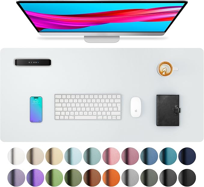 Aothia Leather Desk Pad Protector, Mouse Pad, Office Desk Mat,Non-Slip PU Leather Desk Blotter, Laptop Desk Pad, Waterproof Desk Writing Pad for Office and Home (Dark Pink — 31.5" x 15.7"
