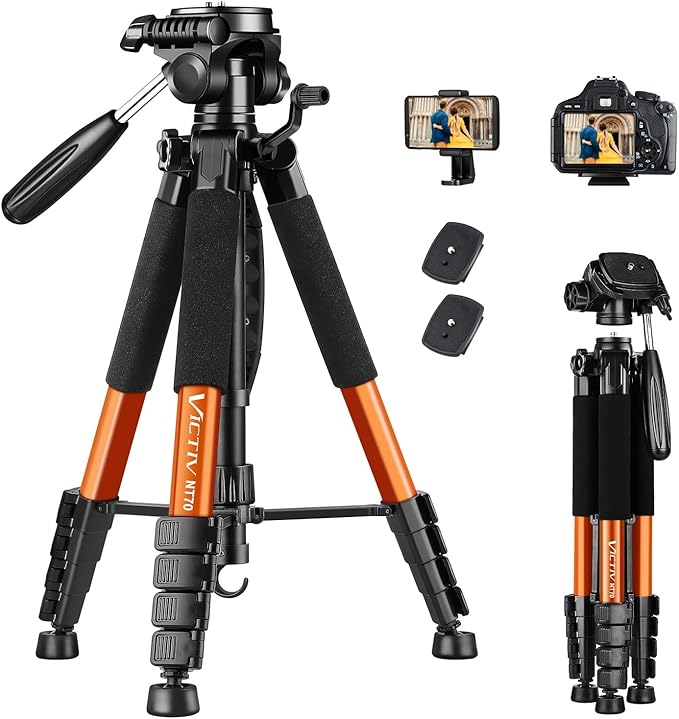 VICTIV 74” Camera Tripod, Tripod for Camera and Phone with Phone Holder