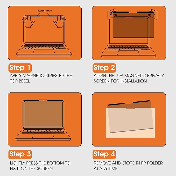Magnetic Laptop Privacy Screen 15.6 Inch 16:9- Removable Anti-Glare Blue Light Filter, Computer Privacy Screen Shield Compatible with 15.6'' Hp Acer Asus Lenovo Dell Samsung Portable Monitor