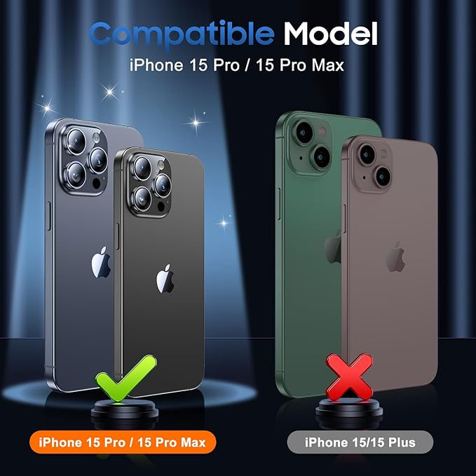 UniqueMe for iPhone 15 Pro/15 Pro Max Camera Lens Protector-Bling Blue