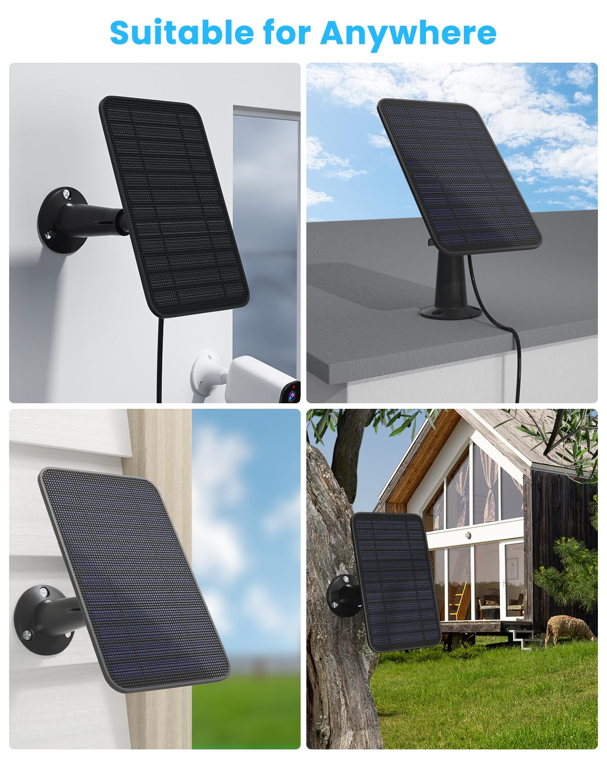 Solar Panel for Blink Outdoor 2K+/4(4th Gen)/Outdoor(3rd Gen) XT3 and XT2/XT Camera/Blink Outdoor Camera, 5W Solar Panel Charger with Mount 13.1ft Cable Rubber Plug, IP65 Waterproof, 2 Pack