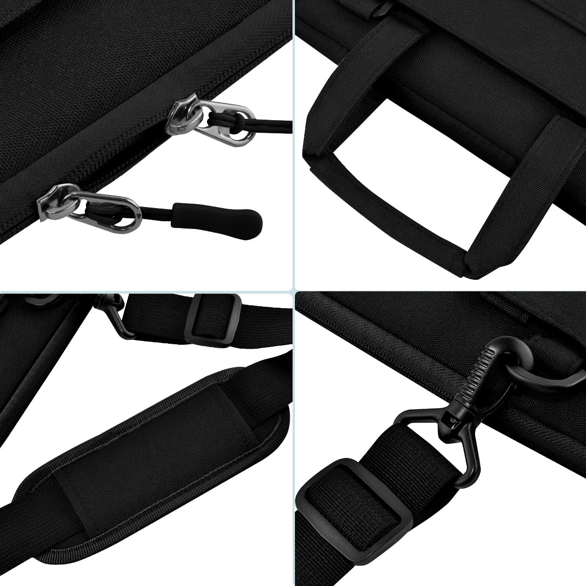 Laptop Case 15.6 inch Shoulder Bag, Durable Shockproof Protective Computer Carrying Briefcase with Multi-Pockets and Strap Compatible with Most 15.6 inch Notebooks,Black