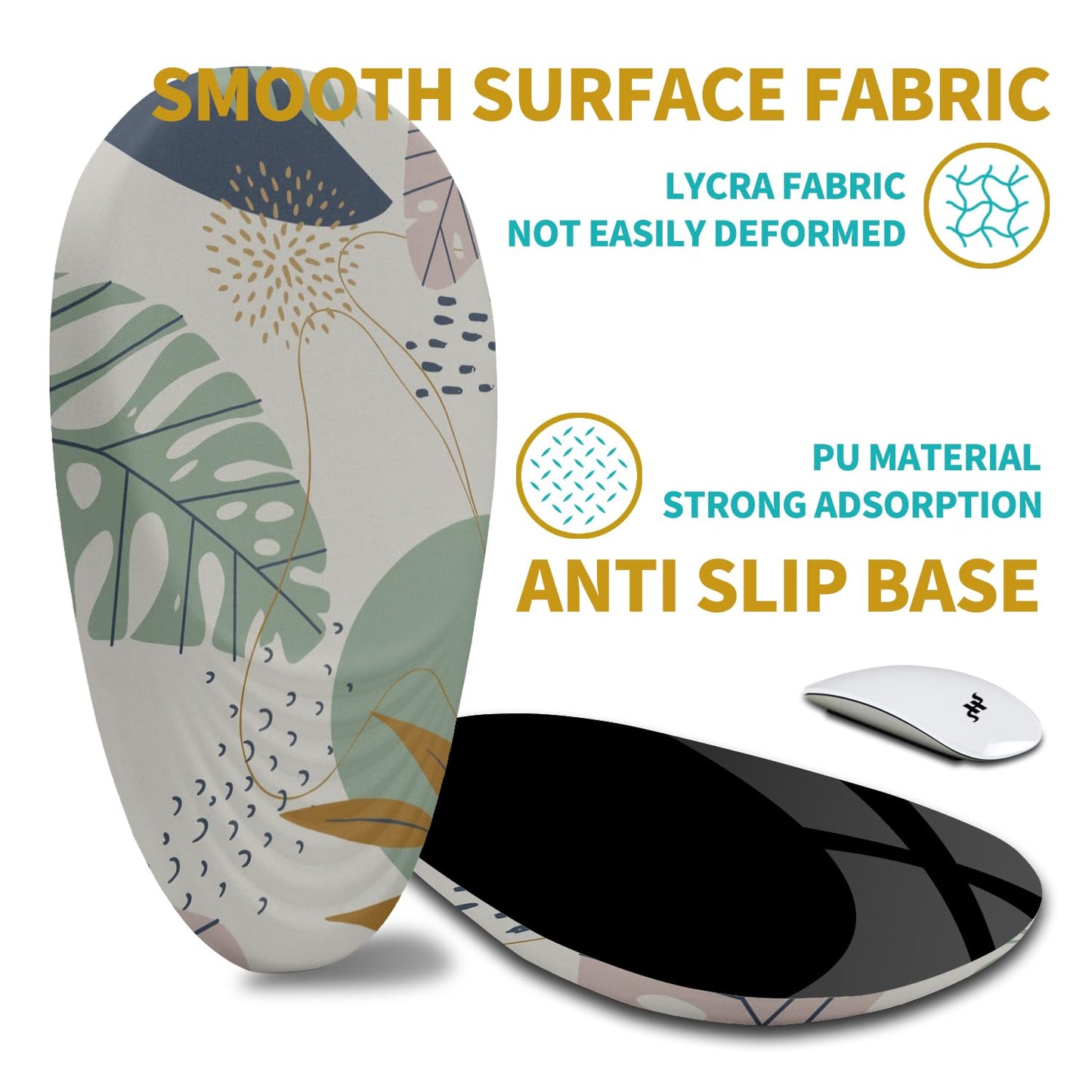 Hokafenle Ergonomic Mouse Pad Wrist Support with Stepped-Wedge Design, Wrist Rest Pain Relief Mousepad Filled with Memory Foam, Carpal Tunnel Mousepad for Wireless Mouse(12x8 inch, Abstract Leaves)