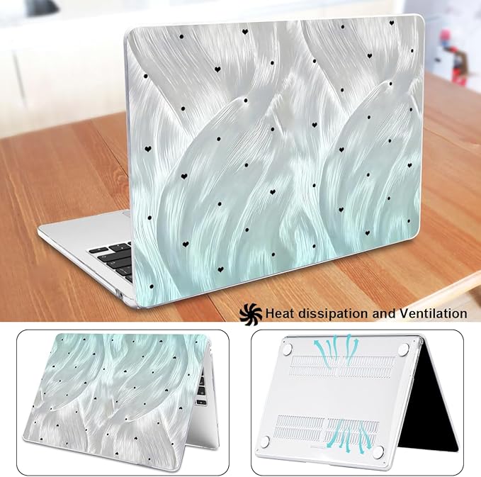 for MacBook Air 13.6 Inch Case 2025 2024 2023 2022 Release Models: M4 A3240 A3113 M3 A2681 M2, Plastic Hard Shell Case Cover for Mac Air 13.6 Retina Display & Touch ID,Silver Green Gradient