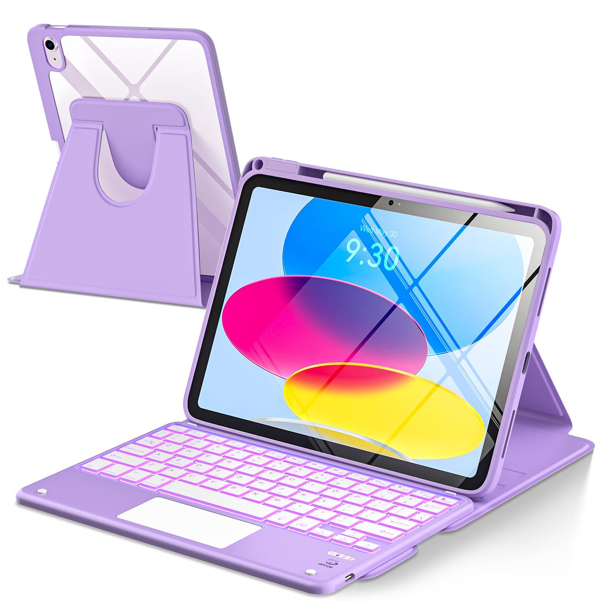 TaIYanG for iPad Keyboard Case A16 11th/10th Gen, 7 Color Backlit Keyboard