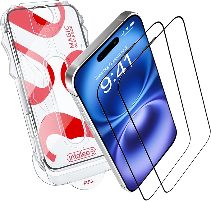Intaleo Screen Protector for iPhone 16 Pro Max – MagicBox Tempered Glass Screen Protector iPhone 16 Pro Max (2 Pcs) Edge-to-Edge Protection with 2 Applicators, 9H Hardness, Oleophobic Coating