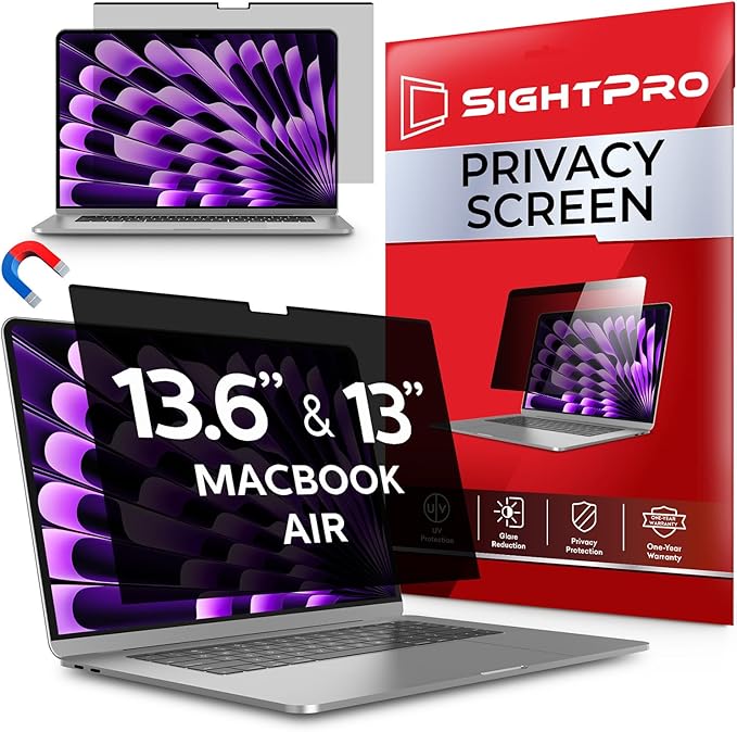 SightPro Magnetic Laptop Privacy Screen 13.3 Inch 16:9 - Patented Removable Laptop Privacy Filter Shield and Protector