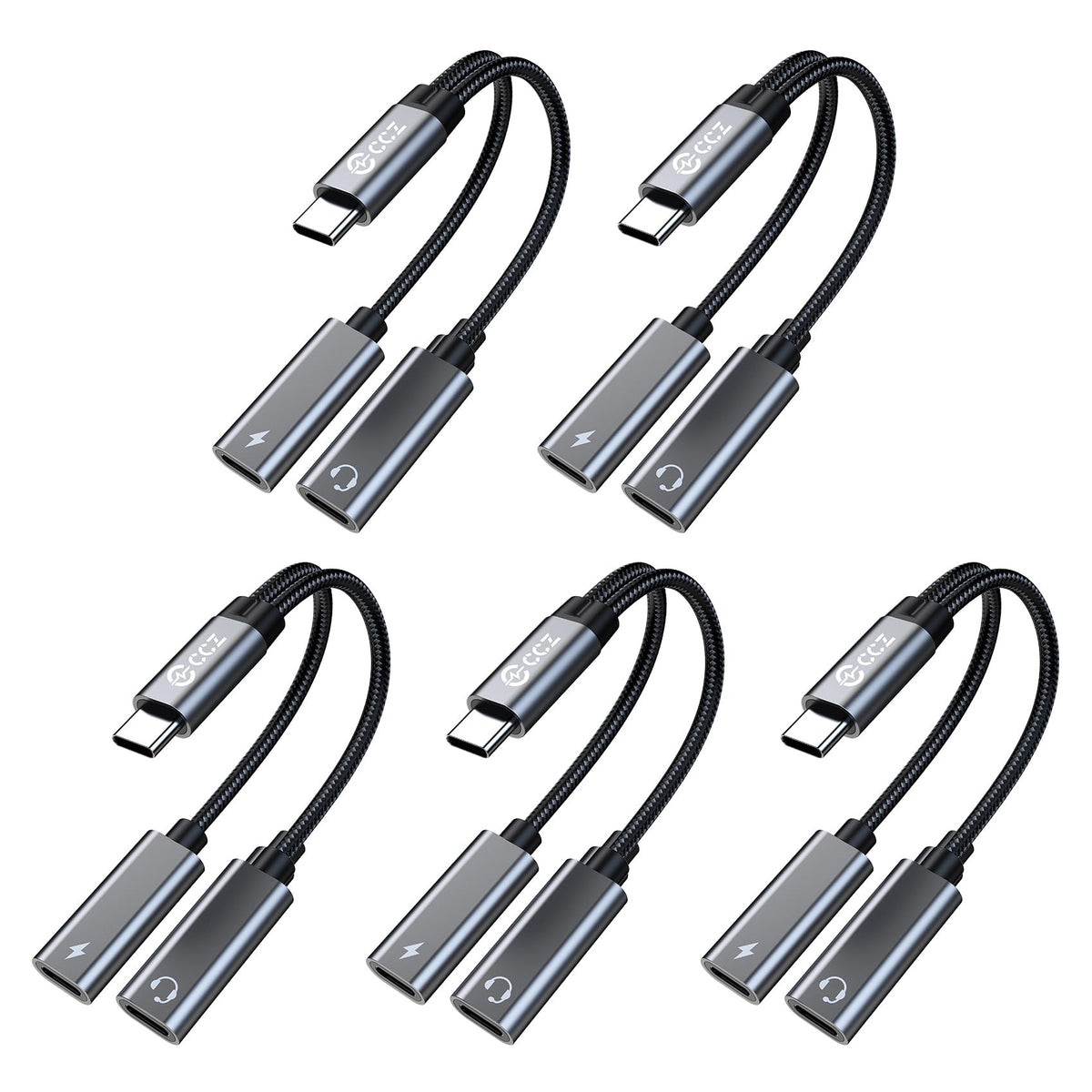 USB C Splitter for KZ ZS10 PRO, CCZ CA01 USB C to 3.5mm Audio Headphone and Charger Adapter, Type C Headphone Splitter 1 in 2 Out, IEM Cable DAC Dongle for Samsung Galaxy S25/S24/S23/S22 (USBC-3.5MM)
