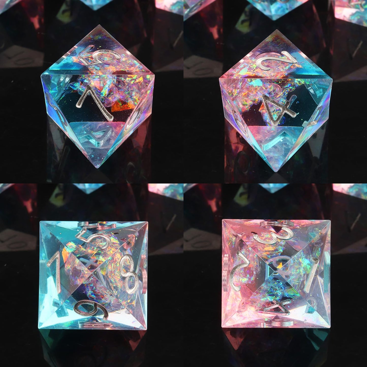 Haxtec Sharp Edge DND Dice Set, Sparkling Resin Polyhedral RPG Dice