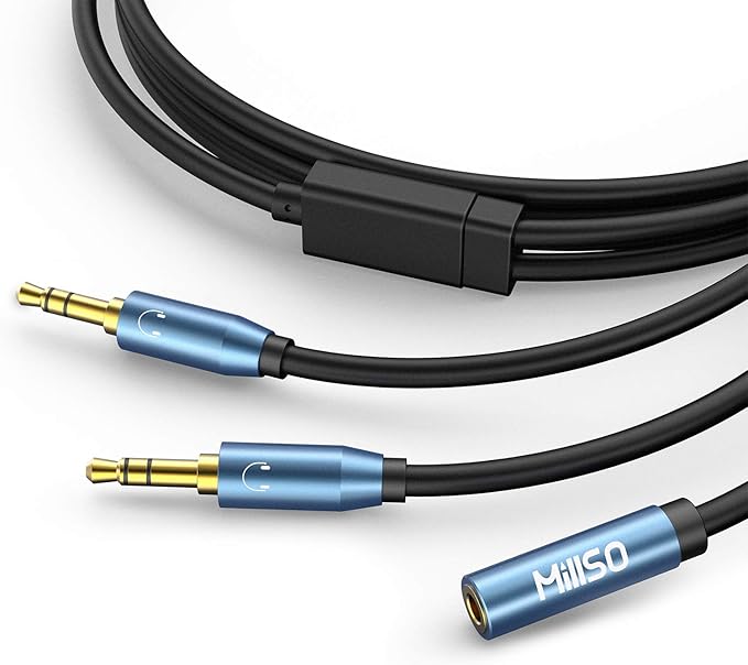 MillSO Audio Splitter 8 Feet 3.5mm Male to 2 Male Audio Splitter Cable TRS