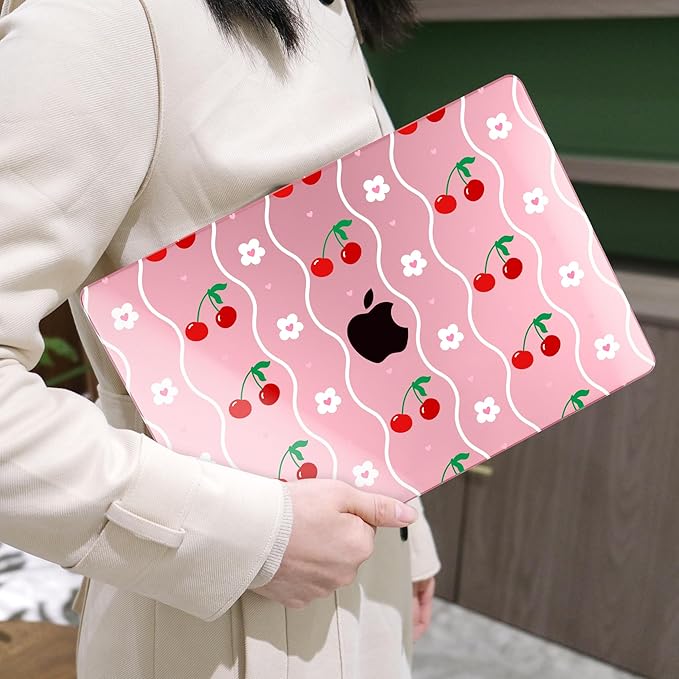 MEEgoodo Case for M4/M3/M2 MacBook Air 13.6 inch Case 2025 2024 2022, Fit Model A3240/A3113/A2681, Laptop Hard Shell with Keyboard Cover Compatible with MacBook Air 13 inch, Sweet Cherries