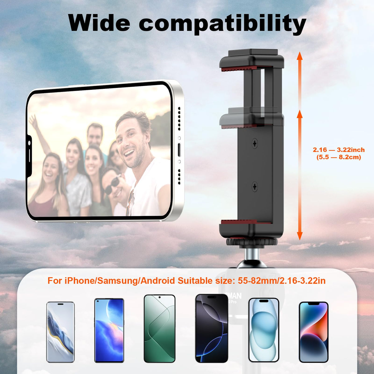 COMAN Selfie Stick for iPhone, 24" Phone Tripod with Remote 360° Ball Head, Portable Stand for Cell Phone iPhone 17/16/15/14/13/12 Pro Max/Android Gopro