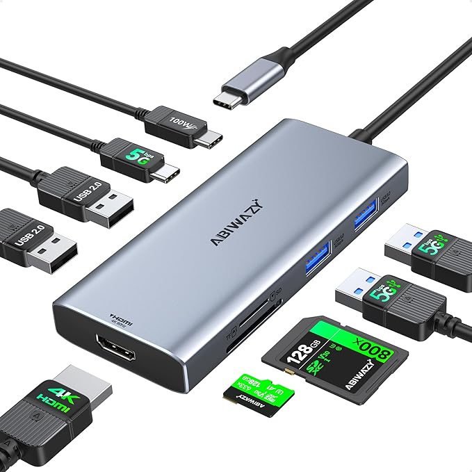 Docking Station Dual Monitor, 15 in 1 Triple Display Multiport Adapter Hub