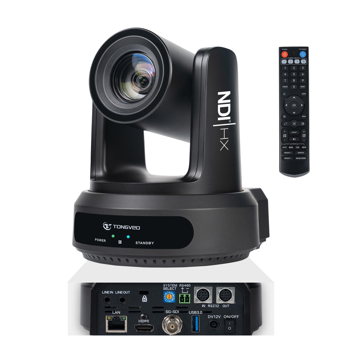 TONGVEO 4K NDI PTZ Camera AI Auto-Tracking 20X Optical Zoom HDMI IP Live Streaming SDI USB3.0 PoE LAN Supports for Church Worship Event Video Conference YouTube OBS vMix Zoom Teams and More