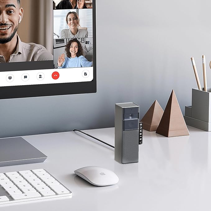 AIRHUG 3 in 1 1080P Webcam with Microphone & Speaker, USB Camera for Video Conferencing/Online Class/Gaming Live, Built-in Privacy Cover