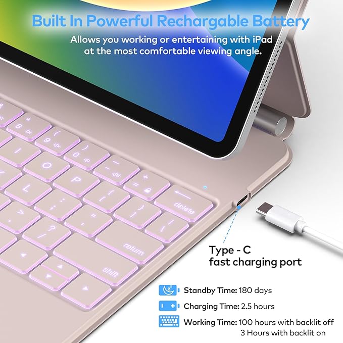 Keyboard Case for iPad Air 13 2024 and iPad Pro 12.9 inch 2022-6th / 2021-5th / 2020-4th / 2018-3rd Generation – Magnetic Keyboard Case with Multi-Touch Trackpad – Floating Cantilever Stand