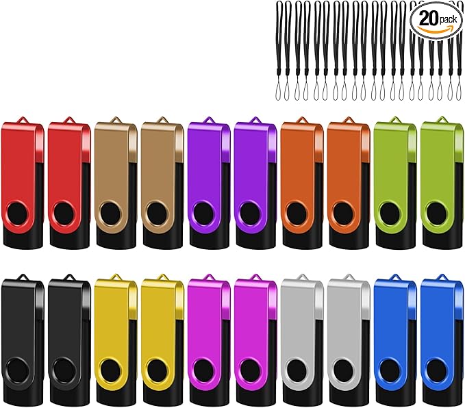 8GB 2.0 USB Flash Drive 10 Pack Thumb Drives Bulk with Lanyards