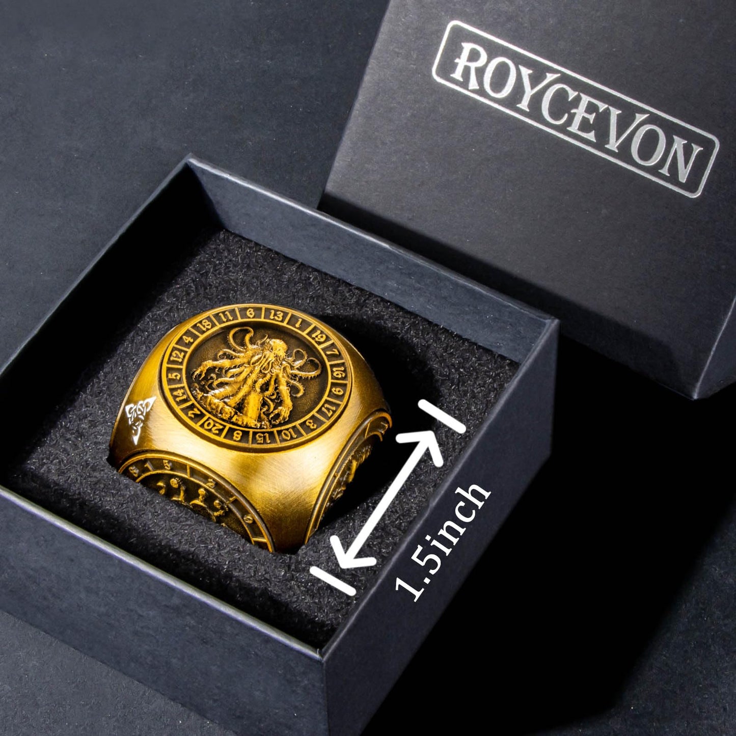 Roycevon 7 in 1 Unique Spinner DND Dice Set D&D, Metal D and D Dice with Gift Box, Dungeons Dragons Role Playing Dice, Gold
