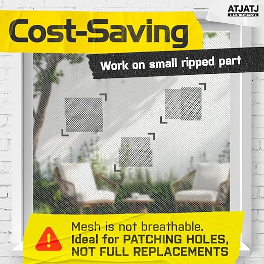 2in x 30ft (360in) Window Screen Repair Tape, Screen Door Replacement Kit, Mosquito Net Repair Tape, Window Net Screen Patch, Mesh Tape for Drywall Repair, Screen Patches for Ripped Screen, Black
