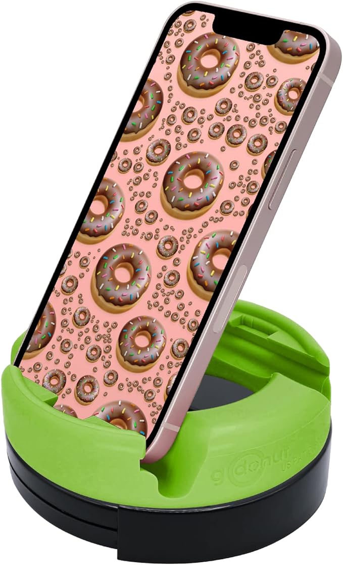 GoDonut 360 Swivel – Smartphone and Tablet Stand and Desk Organizer with 360 Degrees Device Rotation - Compact and Portable for Travel, Office and Home - Made in USA (Orange)