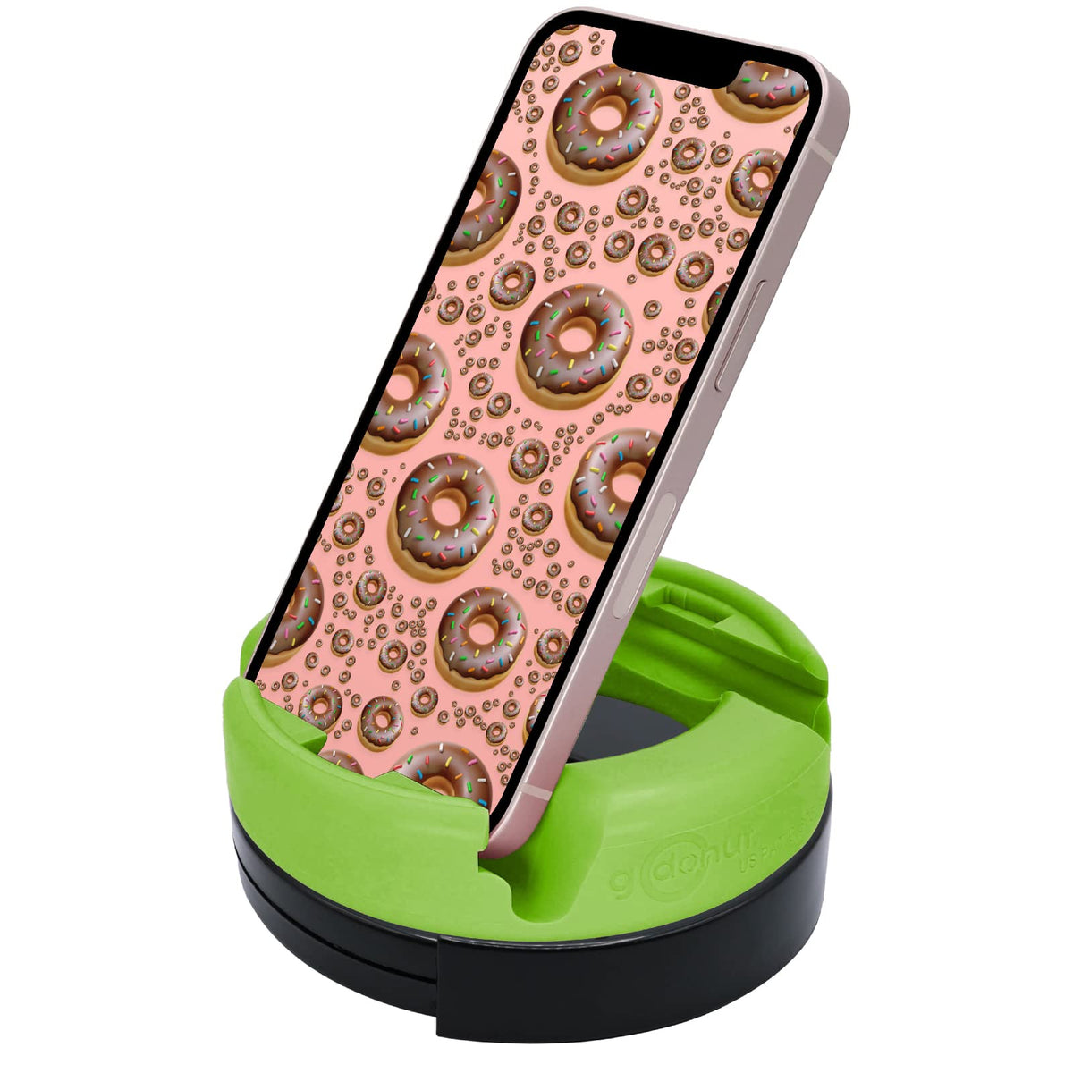 GoDonut 360 Swivel – Smartphone and Tablet Stand and Desk Organizer with 360 Degrees Device Rotation - Compact and Portable for Travel, Office and Home - Made in USA (Blue)