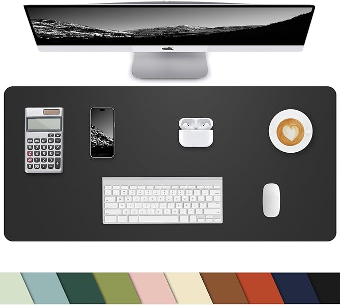 Leather Desk Pad Protector, Office Desk Mat, Large Mouse Pad, Non-Slip PU Leather Desk Blotter, Laptop Desk Pad, Waterproof Writing Pad for Office/Home/Decor (Dark Green