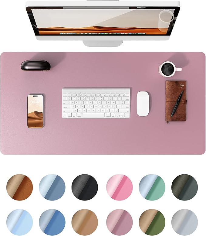 YSAGi Large Extended PU Leather Desk Pad Protector – Non-Slip Waterproof Desk Mat for Office & Home, Easy Clean Mouse Pad & Laptop Writing Blotter 35.4"x17" Black — 35.4" x 17"