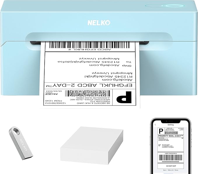 Nelko Bluetooth Thermal Shipping Label Printer, 4x6 Thermal Label Printer