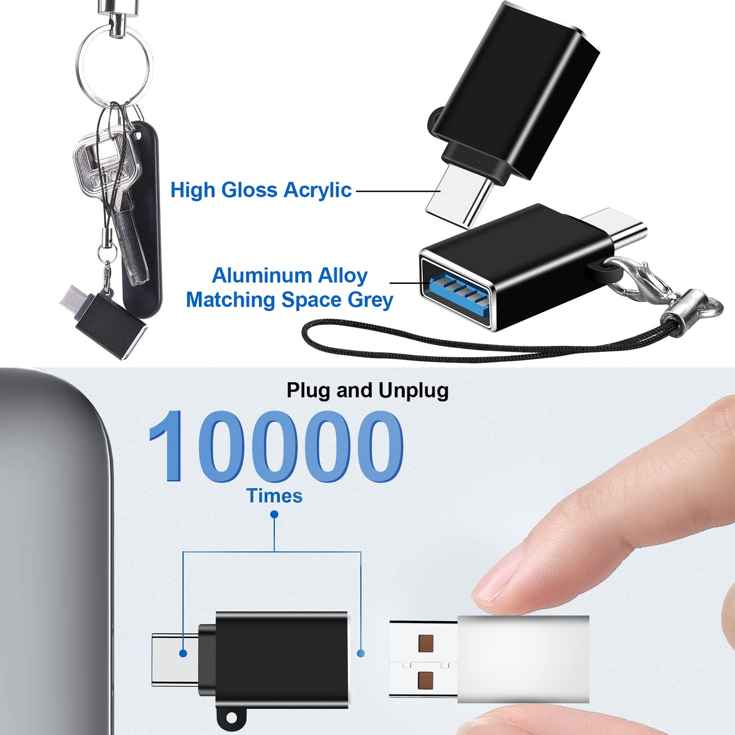 BaseNew USB Type C Male Female Adapter,Data Charging Cable Converter 8-Pack