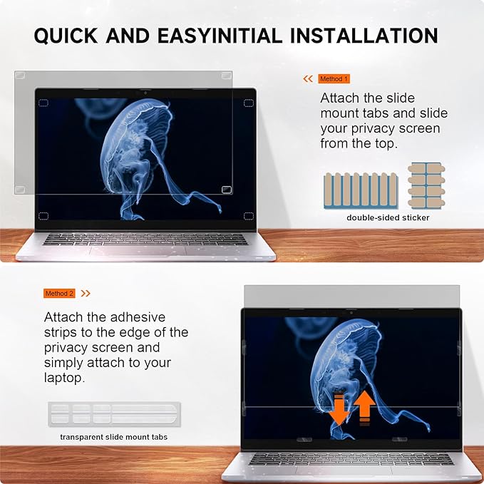 Mamol 16 Inch Laptop Privacy Screen - Compatible with Lenovo, Hp, Dell, Acer, Asus, Thinkpad, Envy, Xps - 16:10 Aspect, Anti Blue Light Glare, Removable Privacy Shield