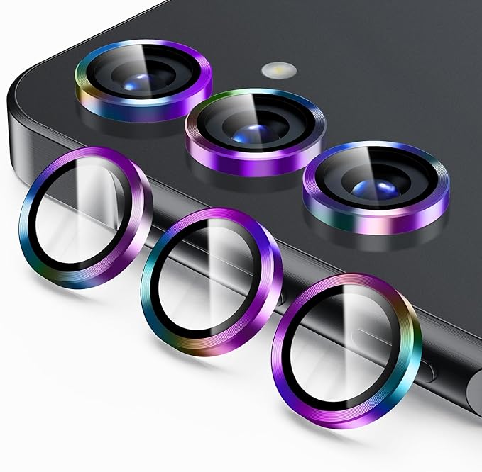 Korecase for Galaxy S25 Camera Lens Protector, 9H Tempered Glass Anti Scratch Shockproof Metal Ring Lens Protector Case Friendly