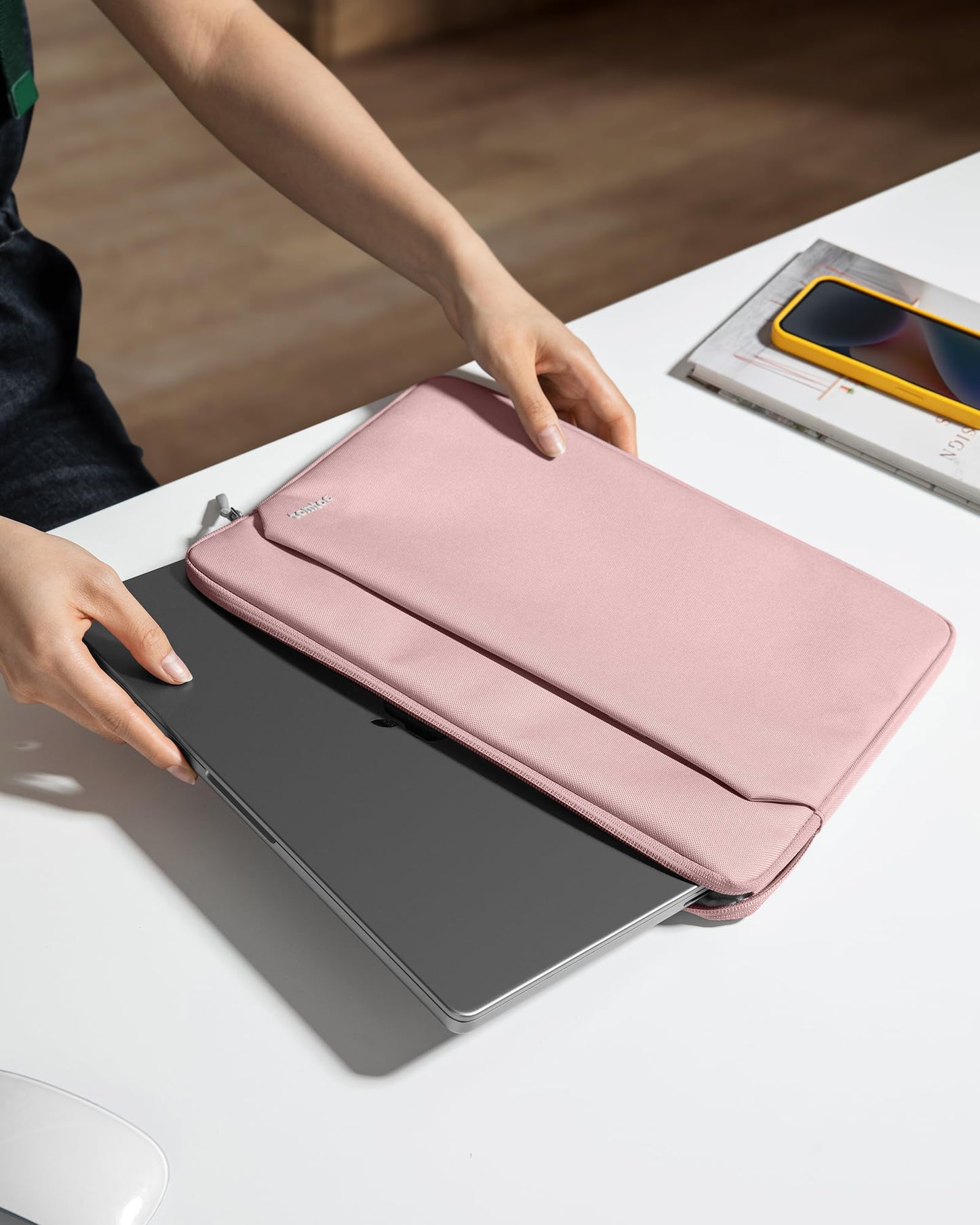 tomtoc Slim Laptop Sleeve for 15-inch 2026 New MacBook Air M5/A3448, M4/A3241, M3/M2, 15 Inch Microsoft Surface Laptop AI PC/7/6, Dell XPS 15 Plus, Recycled Water-Resistant Protective Case Bag