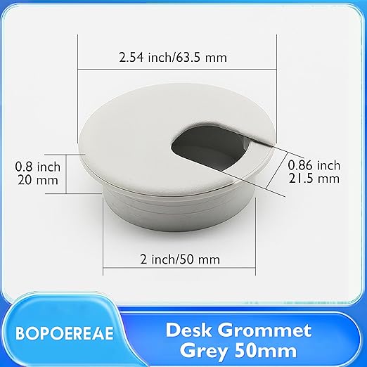 Desk Grommet 2" (50 mm), Desk Cord Hole Cover, Cable Grommet ABS Plastic, Desk Hole Grommet for Office and Home Table Cable, Detachable Cable Cord Organizer (Light Grey 8 Pcs)