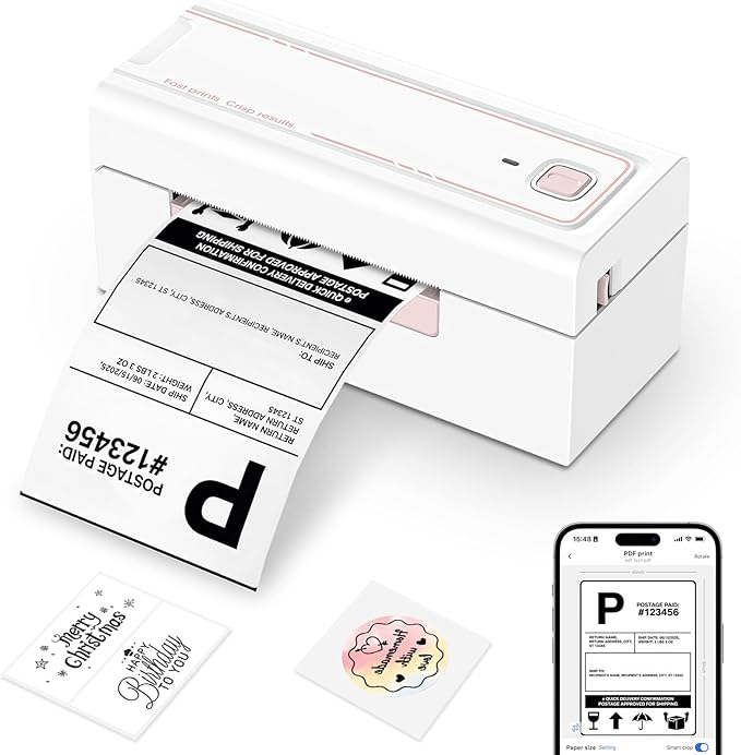 Hoorola Bluetooth Thermal Label Printer, Wireless 4x6 Shipping Label Printer for Small Business & Shipping Packages, Support iPhone, Android, Windows, macOS, Work for, Shopify, Etsy, USPS