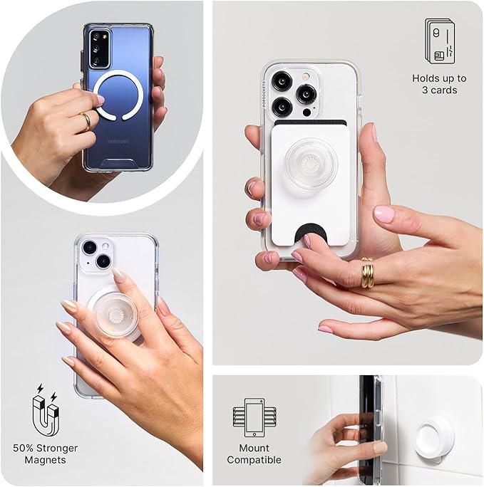 PopSockets Phone Grip for MagSafe with Kickstand, Magnetic Stand, Swappable Top, Secure Hold for iPhone MagSafe Cases, Phone & Tablet Grip, Cute PopSockets - Soft Touch Latte