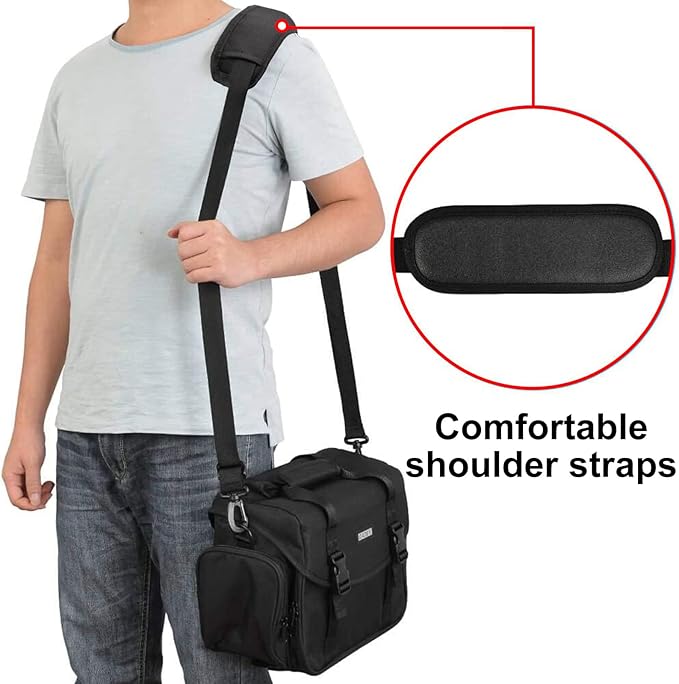CADeN Camera Bag Case Shoulder Messenger Bag with Tripod Holder Compatible for Nikon, Canon, Sony, DSLR SLR Mirrorless Cameras Waterproof (Black, Small)