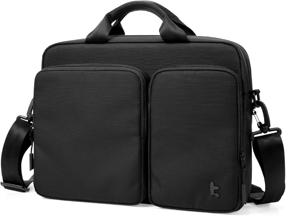 tomtoc A33 Slim 15-16 Inch Laptop Shoulder Bag for MacBook Air/Pro M5/M4/M3 Pro Max, Briefcase with Accessory & Document Storage, Water-Resistant & Durable Recycled Fabric