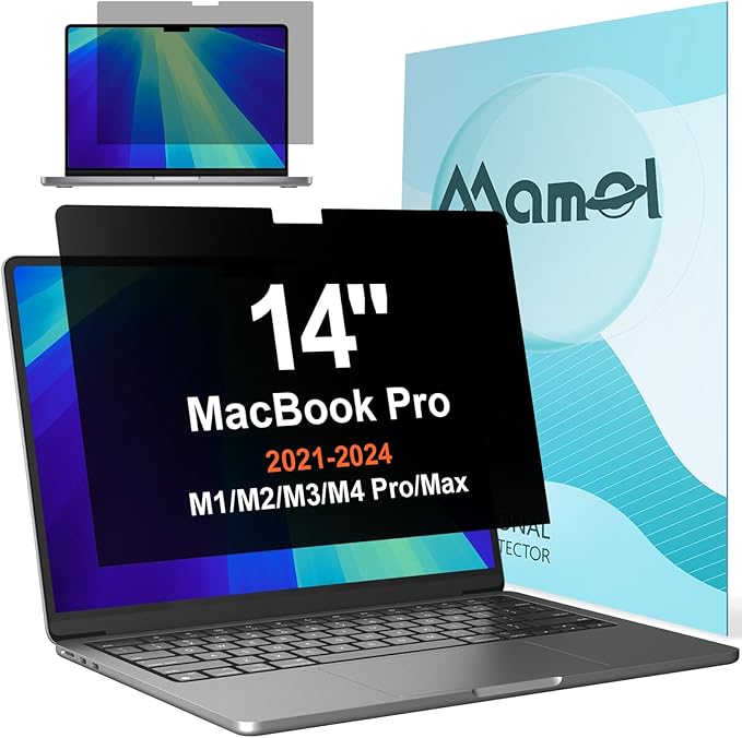 360° Privacy Screen for MacBook Pro 14 Inch (2021-2026, M1, M2, M3, M4, M5, Max), Anti Glare Blue Light Filter, Nano No Glue Anti Spy Black Protector for Mac Pro 14In Laptop Computer