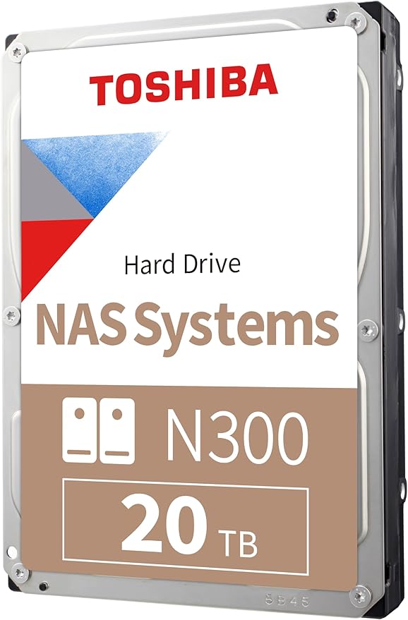Toshiba N300 PRO 12TB Large-Sized Business NAS (up to 24 bays) 3.5-Inch Internal Hard Drive - Up to 300 TB/year Workload Rate CMR SATA 6 GB/s 7200 RPM 512 MB Cache - HDWG51CXZSTB