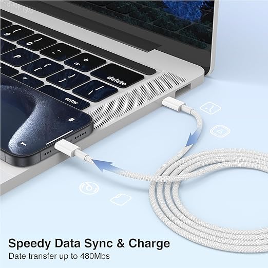 3-Pack Grey 3.3FT 60W USB C to USB C Cable, Type C to Type C Cable,Fast Charging Cable for iPhone 16 15 Pro Plus Pro Max,for Galaxy S24 S23, for iPad Pro/Air, for MacBook Pro/Air and More