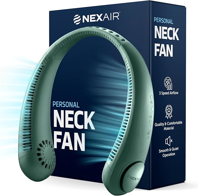NEXAIR Portable Neck Fan Hands Free Cooling Bladeless Blue
