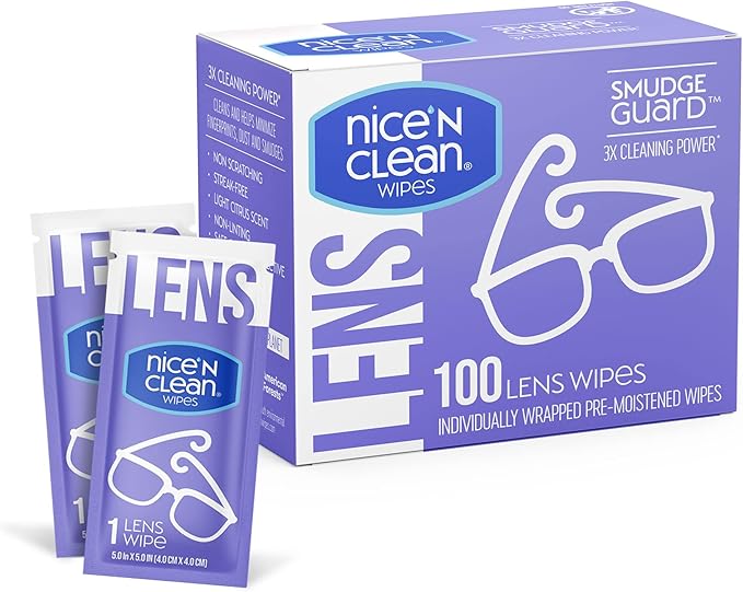 Nice 'N CLEAN SmudgeGuard Lens Wipes (400 Total Wipes) | Individually-Wrapped, Pre-Moistened, Ammonia-Free Lenses Wipes | Lens Cleaning Wipes for Eyeglasses, Camera Lens, Goggles, Sunglasses