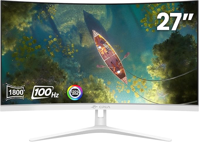 CRUA 24" FHD 1080P 200Hz Curved Gaming Monitor, FreeSync, Wall Mount, Black