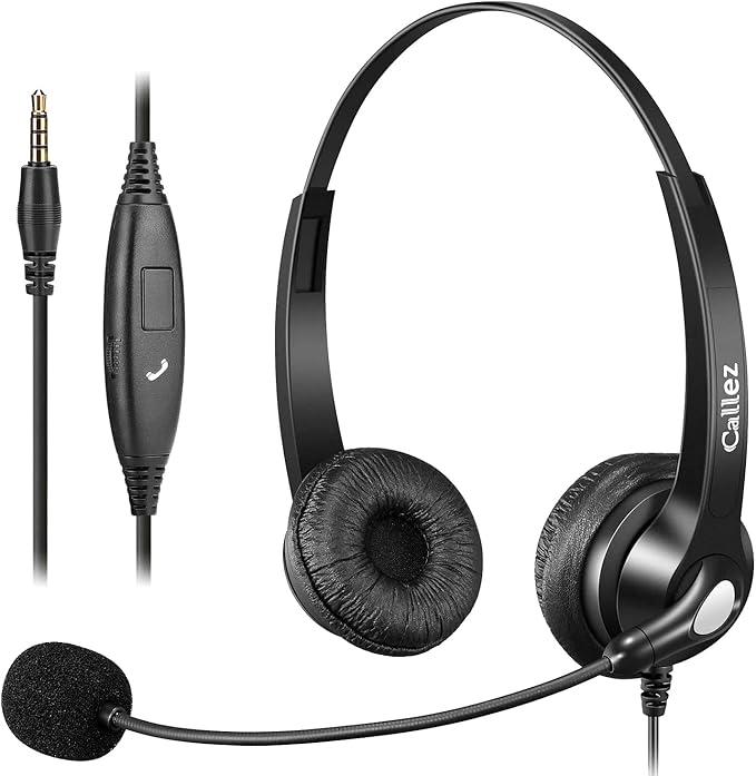 Callez 3.5mm Jack Cell Phone Headset with Microphone Noise Cancelling