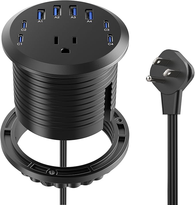 3 inch Desk Power Grommet USB C 65W,Ultra-Flat Plug Power Strip,2PCS