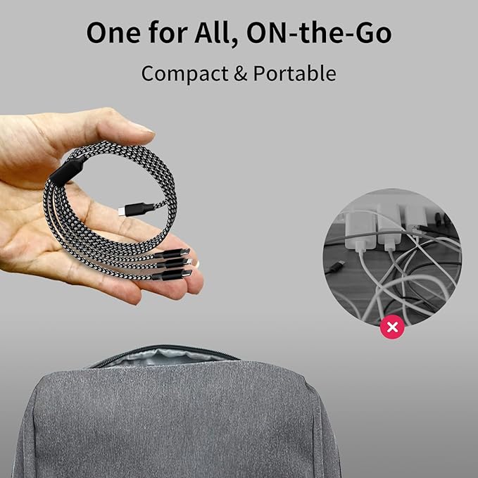 USB C Multi Charging Cable, 3 in 1 Charging Cords for Multiple Devices