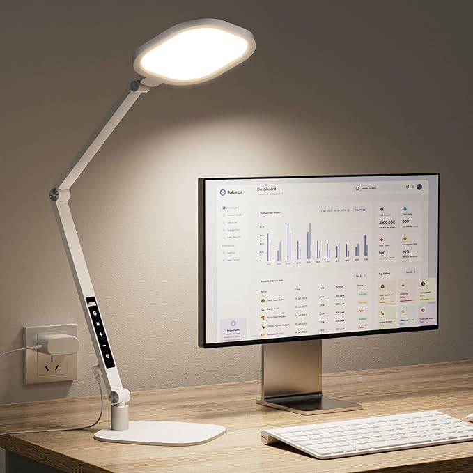 LitONES Eye-Care Desk Light for Video Calls Home Office-White